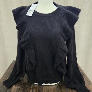 Chic Black Ruffle Sweater